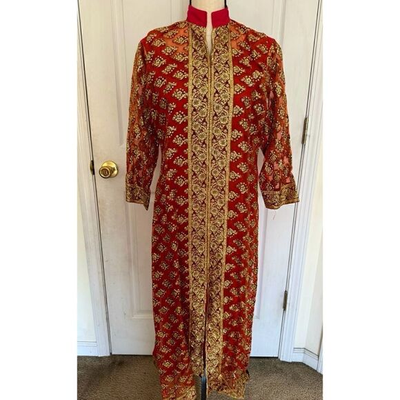 RUST PINK PAKISTANI DESIGNER FORMAL DRESS - Picture 4 of 8